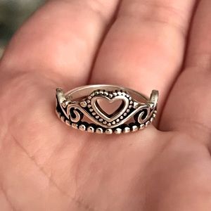 Sterling Silver Heart Princess Crown (925 Sterling Silver)